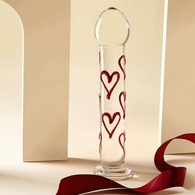 Mystery Red Heart Crystal Dildo Glass Dildo