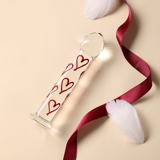 Mystery Red Heart Crystal Dildo Glass Dildo