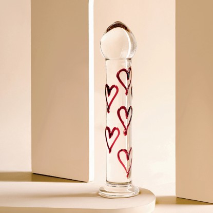 Mystery Red Heart Crystal Dildo Glass Dildo